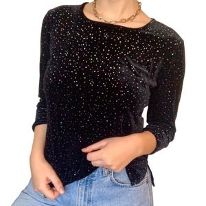Starry Black Velvet Top